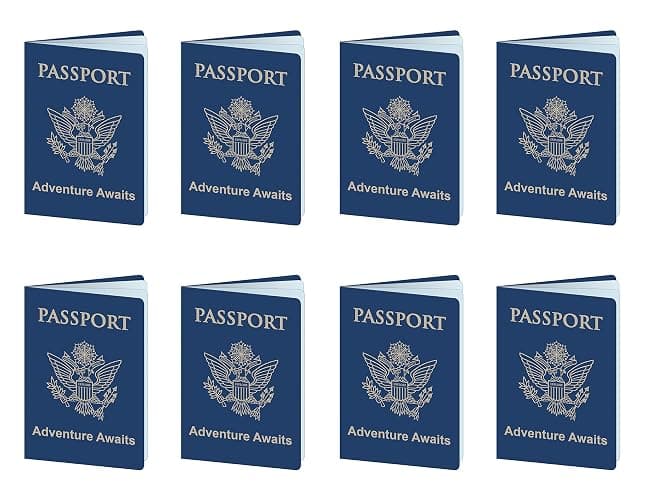 Beistle Set of 8 Around The World Passports, Global Adventure Travel Party Favors, Made In USA Since 1900 - Image 1
