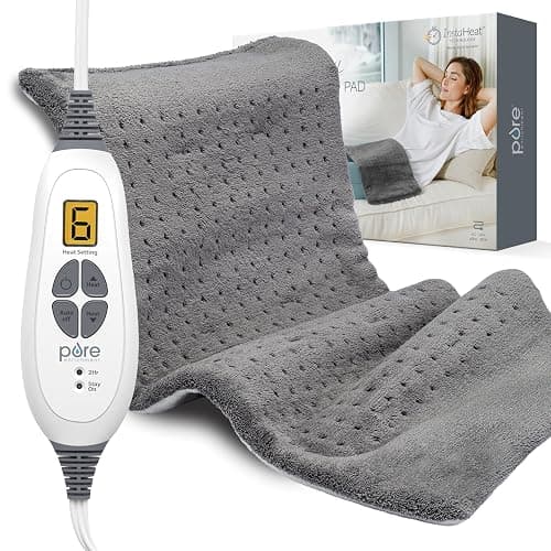 Pure Enrichment® PureRelief® XL Heating Pad - 12" x 24" Electric Heating Pad for Back Pain & Cramps, 6 Heat Settings, Soft Machine Wash Fabric, Auto-Off & Moist Heat (Charcoal Gray) - Image 1