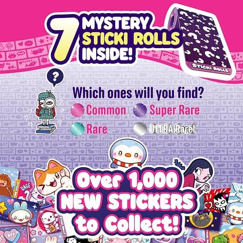 STICKI Rolls Sticki Book - The Original Wearable Shareable Toy Sticker Bracelet + Collection Book | Includes 120 Mini Stickers | Over 1000 Fun Sticker Designs to Collect! (Series 2) thumbnail 10
