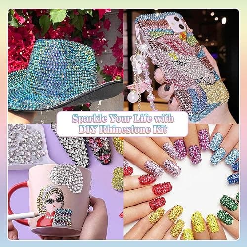 36000Pcs 40 Colors Resin Jelly Rhinestones Kit with B7000 Glue & Tools, Bedazzling Kit, Bedazzler Kit with Rhinestones for Shoes, Clothes, Nail Art, DIY Crafts & Rhinestones for Bedazzling (3mm) thumbnail 3