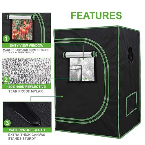 JungleA 2x2 Small Grow Tent, High Reflective Mylar Hydroponic Growing System, 24" x 24" x 36" Indoor Growing Tent Greenhouse Box Kit w/Window & Tray, Home Plant Farmer Flower, Mushroom, Veg Grow Box thumbnail 5