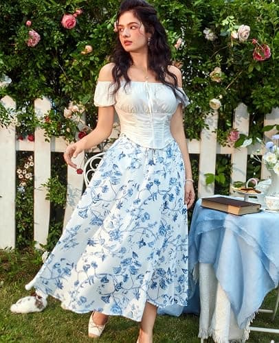 Scarlet Darkness Renaissance Skirt Maxi Long Skirts for Women High Waist A Line Skirt thumbnail 2