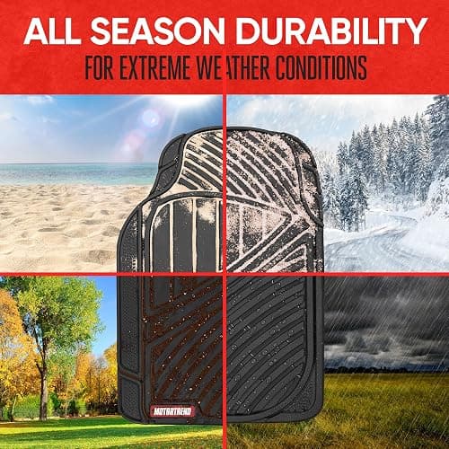 Motor Trend FlexTough Performance All Weather Rubber Car Floor Mats - 3 Piece Floor Mats Automotive Liners for Cars Truck SUV, Heavy-Duty Waterproof (Black) thumbnail 3