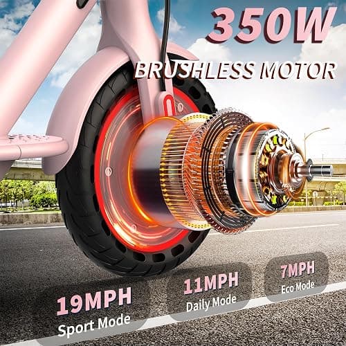 Roinside Electric Scooter - 8.5"/10''/14'' Solid Tires, 350W/500W Motor, Up to 19/22MPH& 16/21/23/24Miles Long-Range Portable Commuting Scooter for Adults with Double Braking System, App thumbnail 3