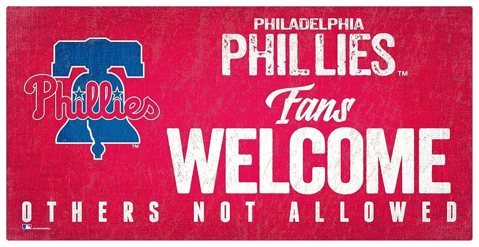 MLB Philadelphia Phillies Unisex Philadelphia Phillies Fans Welcome sign, Team Color, 6 x 12 - Image 1