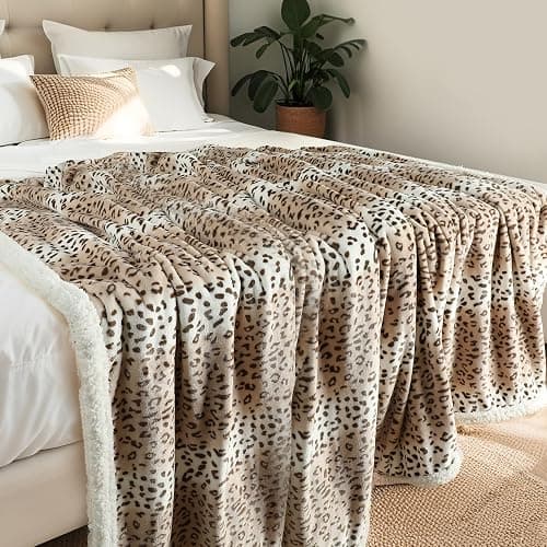 Electric Heated Blanket Full Size 72"x84" - Microplush & Sherpa Fabric Dual-Sided, 6 Heat Settings & 10 Hours Auto Off, Cozy Warming Throw for Office or Bed, Machine Washable, Beige Leopard Print thumbnail 5