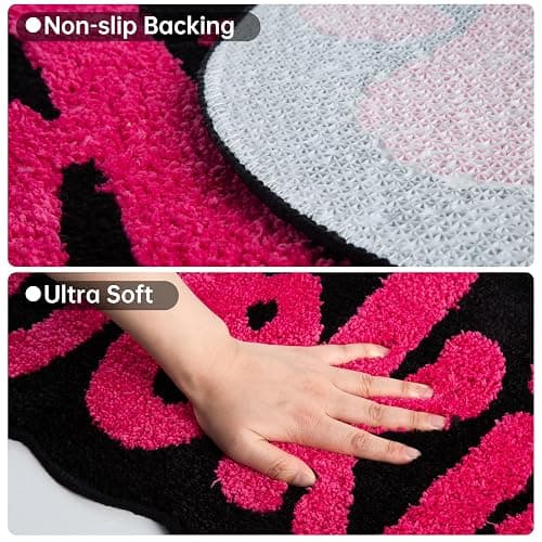 LAKEA Handmade Cookies Tufted Rug for Bedroom Irregular Shaped Tufted Carpet Mat Soft Plush Gift Room Decoration (39.4X17.7inch (100X45cm)) (Pink) thumbnail 4