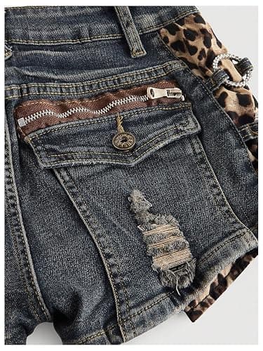 Verdusa Women's Y2K Cheetah Leopard Jean Shorts Distressed Going Out Outfits Denim Mini Booty Shorts thumbnail 6