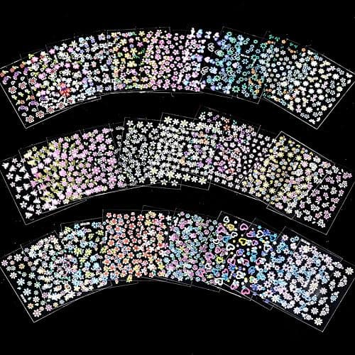 SPLOCUDU Colorful Cute Daisy, Floral, Heart, Flower Nail Art Stickers Decals, 3D Self Adhesive Supplies, Design Decoration Accessories for Women and Girls, 30 Sheets thumbnail 7