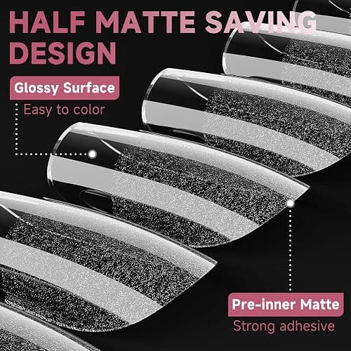 UNA GELLA Medium Square Gel Nail Tips Half Matte 312pcs Medium Square Gel Nails Full Cover False Acrylic Nails Tips for Press On Nails DIY Art Salon Nail Extensions, 12 Sizes - A1-Medium Square Full thumbnail 6