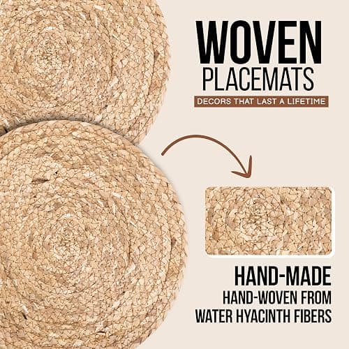 13.5” Woven Placemats, Round Rattan Placemats Set of 6, Natural Wicker Chargers for Dinner Plates, Heat Resistant, Easy to Clean, and Non-Slip – Elegant and Practical Addition to Your Dining Table thumbnail 4
