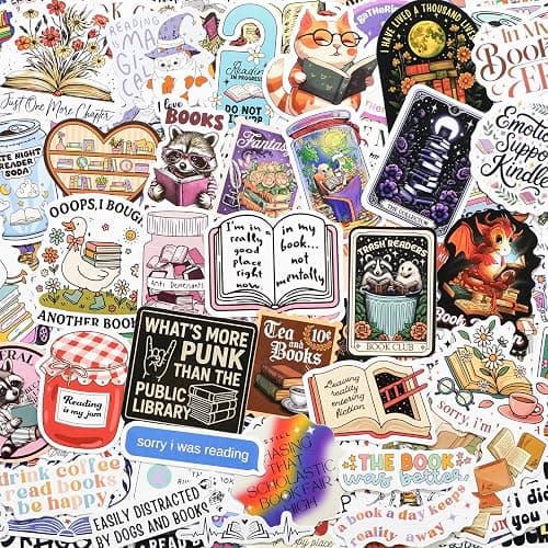 300 PCS Book Stickers for Kindle, Bookish Sticker Pack Reading Waterproof Vinyl Decals for Laptop, Ebook Readers, Water Bottle, Phone, Journal, Scrapbook, No Repeats (Glossy) thumbnail 5