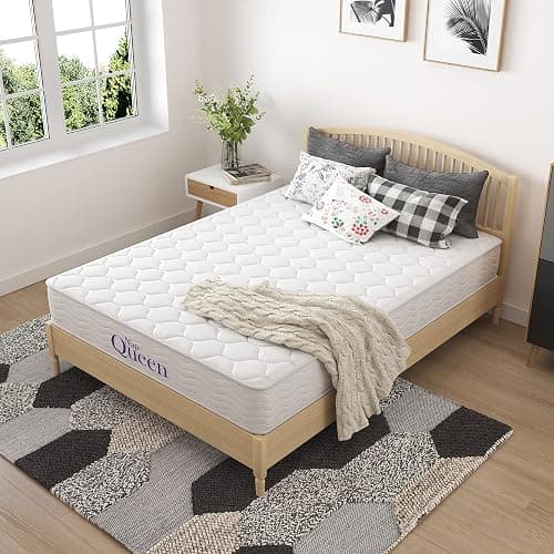 NapQueen 8 Inch Innerspring Twin Size Medium Firm Memory Foam Mattress, Bed in a Box, White - 8 Inch - Twin - White - Image 1