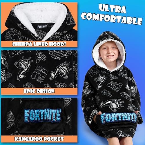 Fortnite Blanket Hoodie Gifts for Boys Teens, Oversized Fleece Pullover with Sherpa-Lined Hood, Wearable Blanket for Gamers thumbnail 5