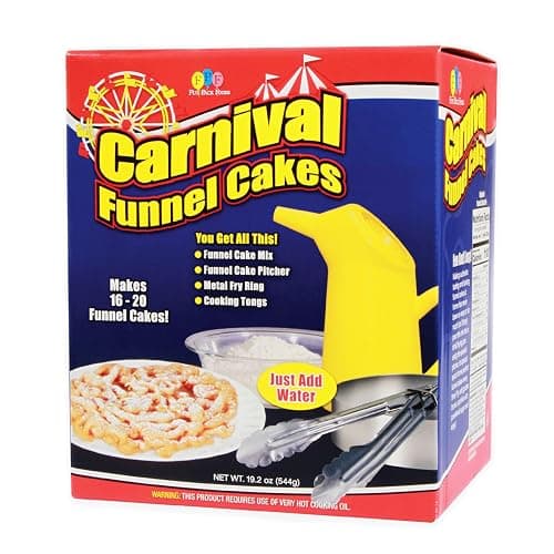 Fun Pack Foods - Carnival Funnel Cakes Deluxe Kit - Includes (2) Original Funnel Cake Mixes, Pitcher, Fry Ring & Cooking Tongs - Image 1