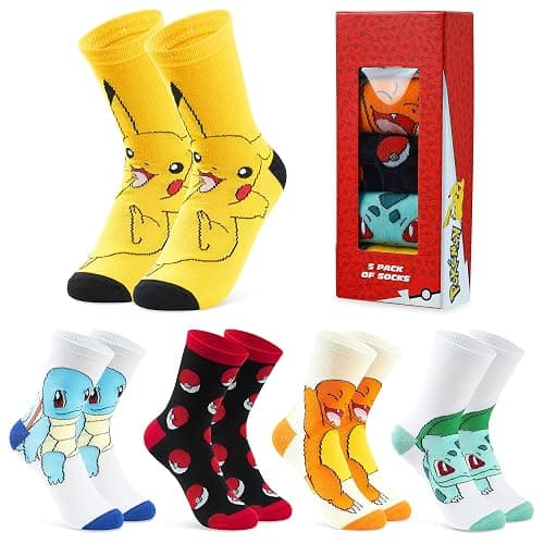 Pokemon Boys Socks 5 Pack Pikachu Ankle Socks Stretchy Breathable Crew Socks for Boys Girls Teenagers Women - Pokemon Gifts - Image 1