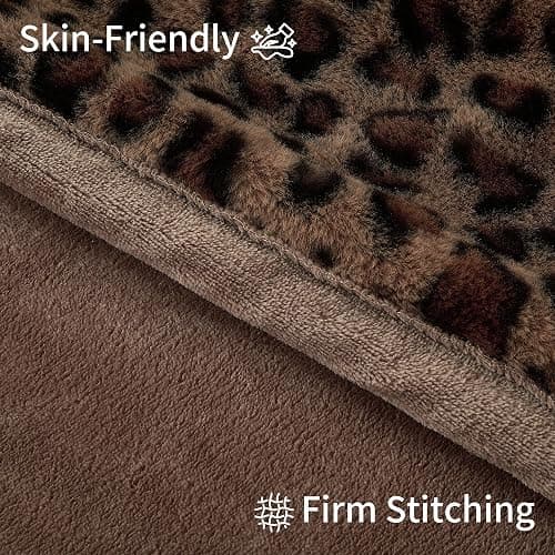 Luxury Leopard Print Faux Fur Cheetah Throw Blanket Reversible Soft Thick | Rabbit Fur Flannel Fleece Warm Fuzzy Plush Blankets for Couch Bed Sofa Cozy Gift for Women Throw 50x60 inches thumbnail 3