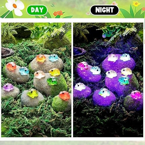 Exasinine 50Pcs Luminous Mini Resin Frog 10 Colors Miniature Frog Figurines Tiny Animals for Crafts Fairy Garden Micro Moss Landscape Aquarium thumbnail 5