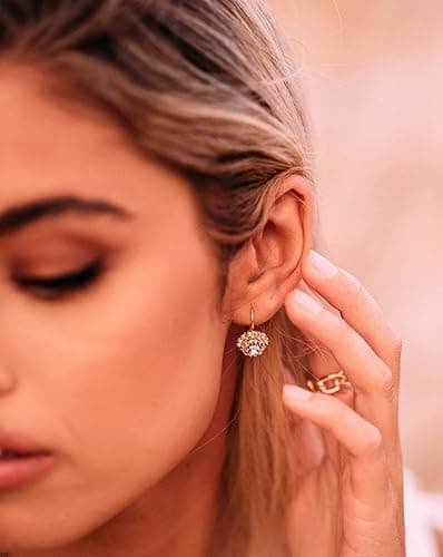 Brazel 18K Gold Plated Crystal Flower Earrings for Women thumbnail 6