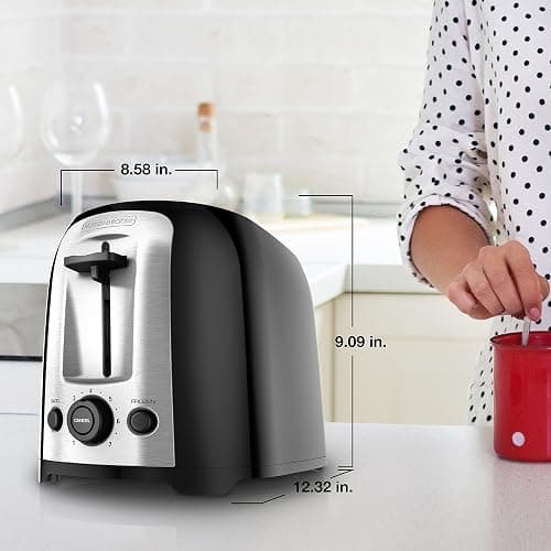 BLACK+DECKER 2-Slice Extra Wide Slot Toaster, Classic Oval, Black with Stainless Steel Accents, TR1278B thumbnail 9