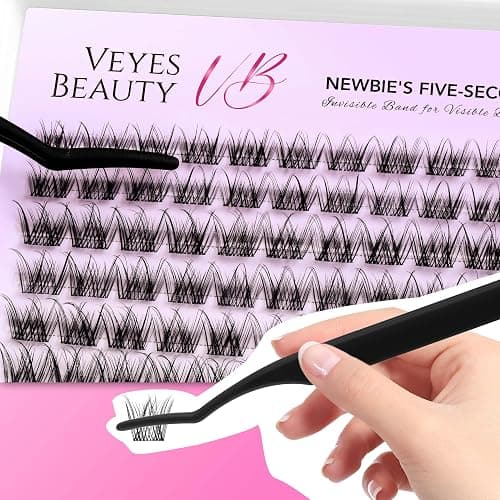 VEYESBEAUTY Lash Clusters Individual Eyelash Extensions Thin & Invisible Band DIY False Eyelashes for Self-application Newbie's Five-Second Series Wispy Lash Tray, LuxeBold 8-16mm Mixed Length thumbnail 6