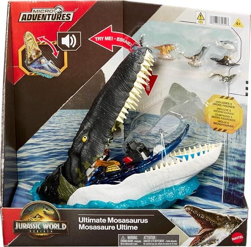 Mattel Jurassic World Rebirth Deluxe Mosasaurus Playset with 7 Interactive Features, 7 Sound Effects & 6 Micro Figures, Folds Up to Carry & Store thumbnail 6