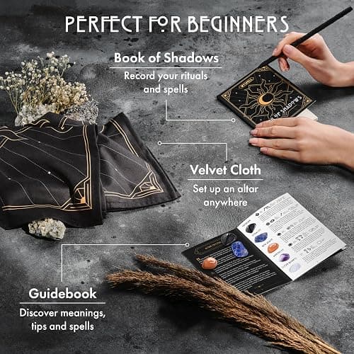 Wyspell Large Witchcraft Kit - 77 PCS - Altar Spell Set - Witchy Gifts | Wiccan Supplies: Spell Candles, Dried Herbs, Crystals, Stones, Altar Cloth, Pendulum, Bowl & Spoon, Parchment - Beginners Kit thumbnail 5