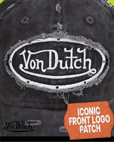 Von Dutch Men & Womens Baseball Caps - Breathable Adjustable Snapback Soft Cotton Canvas Curved Brim Vintage Hat thumbnail 6