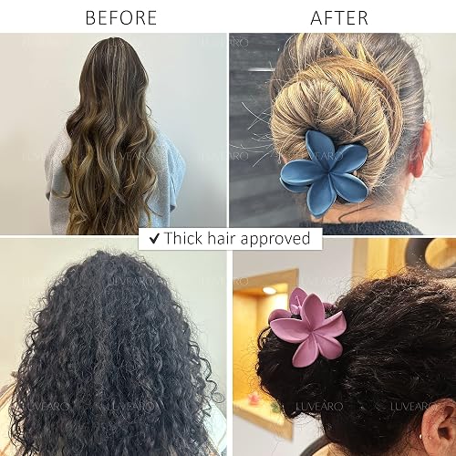 Flower Hair Clips for Women and Girls Thick to Thin Hair Medium Cute Claw Clips Decorative Plumeria Hair Accessories Nonslip Pastel Matte thumbnail 5