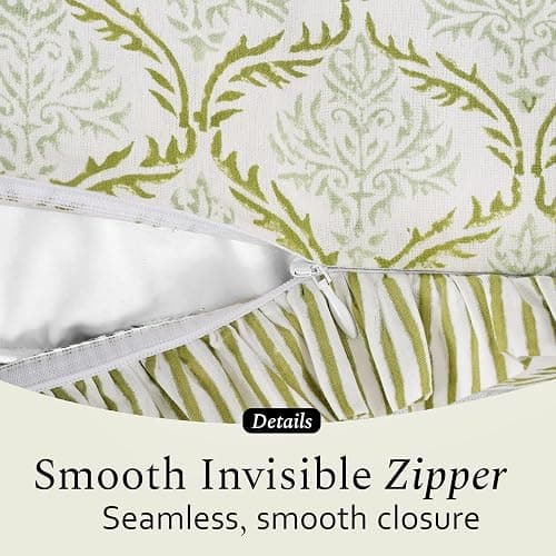 CPC Fern Regal Hand Block Print 100% Cotton Ruffle Throw Pillow Cover 14x36 inch with Hidden Zipper Decorative for Couch, Bed, Sofa, Farmhouse, Cottagecore Decor Gift Christmas Fall Thanksgiving thumbnail 5