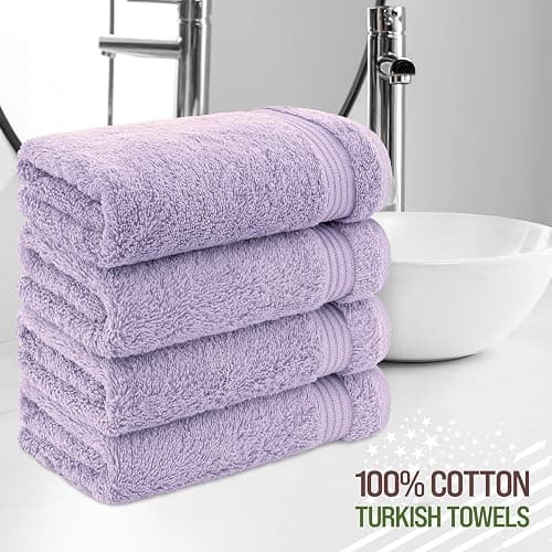 American Veteran Towel, Hand Towels for Bathroom Set of 4, 100% Cotton Turkish Hand Towel Sets, Soft Hand Face Towels, Lilac Hand Towels thumbnail 3