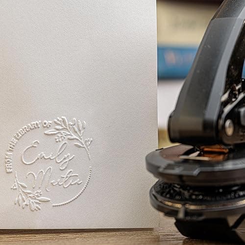 Personalized Book Embosser - Customizable Embosser Stamp for Crisp, Clear Impressions - Perfect for Bookplates, Endpapers, and Covers - Custom Embosser for Personal Libraries - Floral Designs thumbnail 2