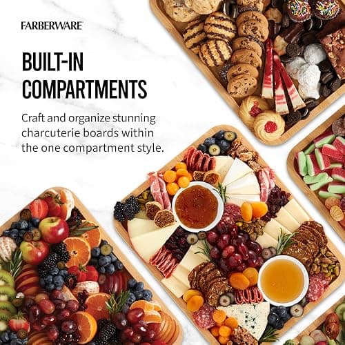 Farberware Build-A-Board Bamboo Cutting Board with Single Storage Compartment, Clear Locking Lid, Black Handles, Perfect for Charcuterie & Snacks thumbnail 5