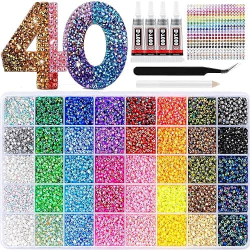 Badazzle Kit 40 Colors 35000PCS Bedazzled Kits Resin Jelly Flatback Rhinestones, Book Bedazzling Kit Bazzling Kits Small Gems with Tools Bedazzle Gems for Bedazzling Crafts & DIY Projects for Adults - Image 1