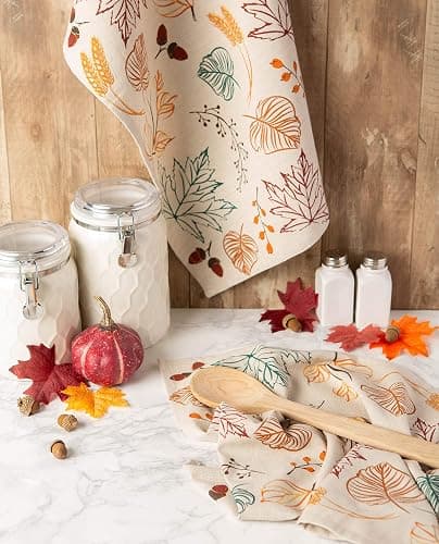 DII Fall Kitchen Towels for Kitchen Decorative Cotton Dish Towel Set, 18x28, Autumn Leaves, 2 Count thumbnail 2