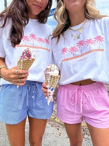 Vintage Oversized Flower Graphic Tees Cute Surfboard Palm Baggy T-Shirts Summer Preppy Beach Tops Teen Girls Clothes thumbnail 5