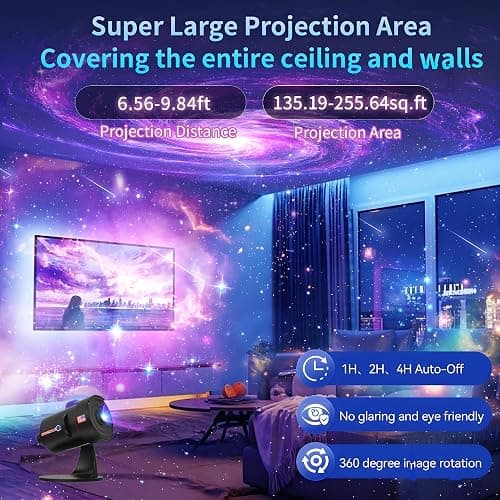 [2025 8th Gen] Star Projector, Galaxy Projector for Bedroom Night Light with Timer, Mood Lighting, Solar System Realistic Space Planetarium Projector Moon Lamp, Room Decor for Ceiling Kids Adults thumbnail 4