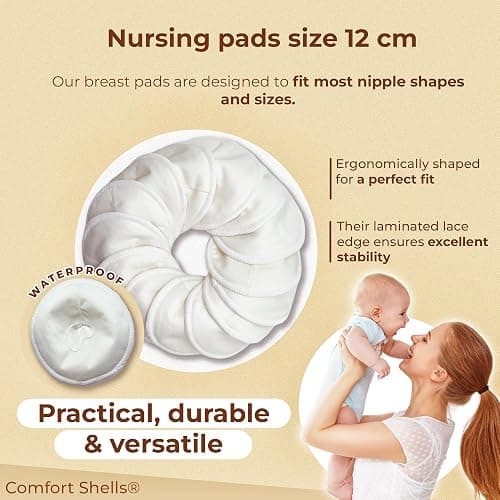 Comfort Shells® Reusable Nursing Pads – 14 Pack Ultra Soft Breast Pads + Laundry Bag + Nursing Clip Bracelet – Washable, Hypoallergenic – Absorbs Breast Milk Leaks thumbnail 5