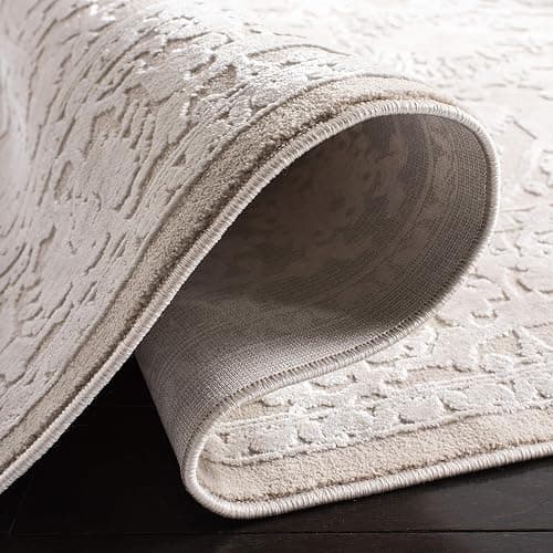 SAFAVIEH Reflection Collection Area Rug - 6'7" Round, Cream & Ivory, Non-Shedding & Easy Cleaning, Ideal for Living Room, Bedroom (RFT665D) thumbnail 5