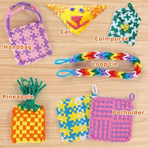 PREBOX Weaving Loom Kit Toys for Kids and Adults, Potholder Loops Crafts for Girls Ages 6 7 8 9 10 11 12, 7" Pot Holder Loom Knitting Kits and Gifts for Kids and Beginners, Make 6 Masterpieces thumbnail 8