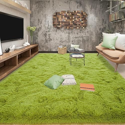Tepook Super Soft Fluffy Rug for Bedroom, Modern Shaggy Fuzzy Kids Rugs for Living Room, Plush Indoor Nursery Home Decor Dorm Carpet with Non-Slip Bottom, Grass Green, 4 X 6 Feet thumbnail 3
