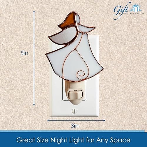 Gift Essentials Angel Plug in Night Light - Stained Glass Nightlight with On/Off Rocker Switch - Includes One 4 Watt Replaceable Incandescent Warm Glow Bulb thumbnail 4