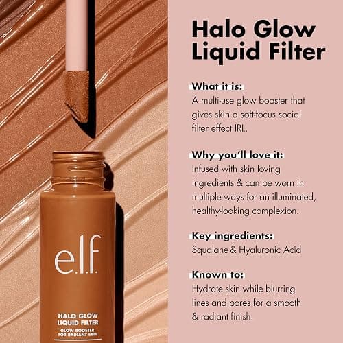 e.l.f. Halo Glow Liquid Filter, Complexion Booster For A Glowing, Soft-Focus Look, Infused With Hyaluronic Acid, Vegan & Cruelty-Free, 8 Rich thumbnail 4