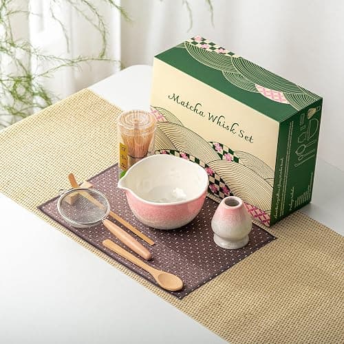 Veraelle Matcha Whisk Set, Handcrafted Crystalline Glaze Matcha Set, 8 Pcs Matcha Kit Includes Matcha Bowl, Whisk with Holder, Bamboo Scoop & Spoon, Sifter and Tea Towel, Ceremonial Matcha Tea Set thumbnail 4