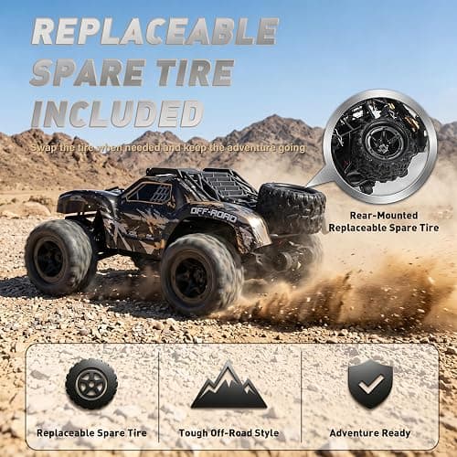 PLAYFLEA RC Car for Adults,RC Truck,4WD Off Road Monster Truck RC, 1:18 RC car,2 Batteries, LED Lights, All Terrain Waterproof RC Truck for Beginners&Boys. thumbnail 5