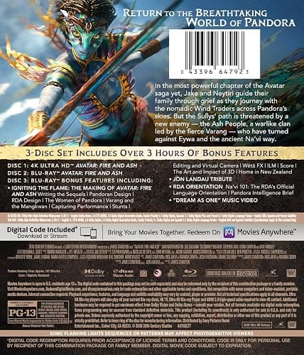 Avatar: Fire And Ash (3 Disc) - 4K UHD/BD Combo + Bonus Disc + Digital + Steelbook thumbnail 3