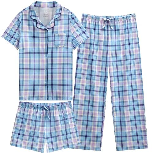 US Angels Girls Ultra Soft Button Down Pajamas, 3 Piece Pajama Set, pjs for teen girl, Size 7-16 thumbnail 2