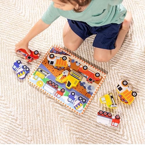 Melissa & Doug Construction Vehicles Wooden Chunky Puzzle (6 pcs) - FSC Certified thumbnail 2