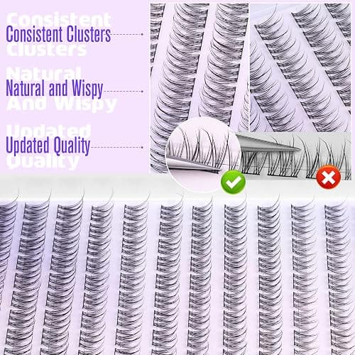 Pawotence Natural Lash Clusters Wispy Cluster Eyelash Extensions 144pcs Eyelash Clusters 9-12mm Individual Lashes Extension DIY Soft C Curved Lashes Clusters thumbnail 6