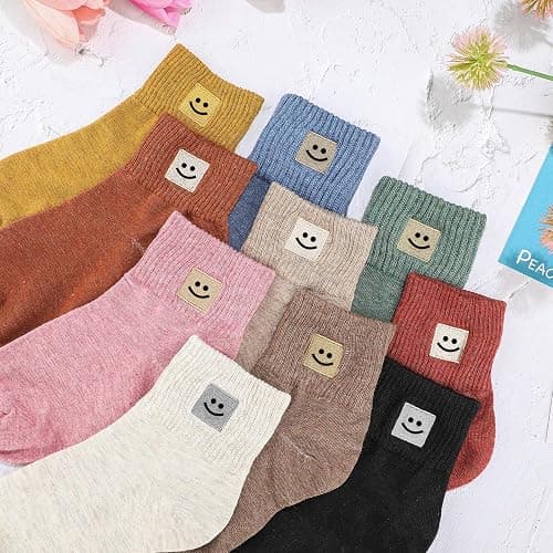 Eurzom 10 Pairs Socks Womens Crew Elastic Ankle Length Cotton Socks Aesthetic Cute Lightweight Low Cut Gifts for Women thumbnail 3